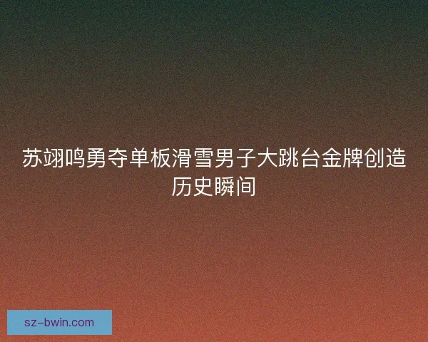 苏翊鸣勇夺单板滑雪男子大跳台金牌创造历史瞬间